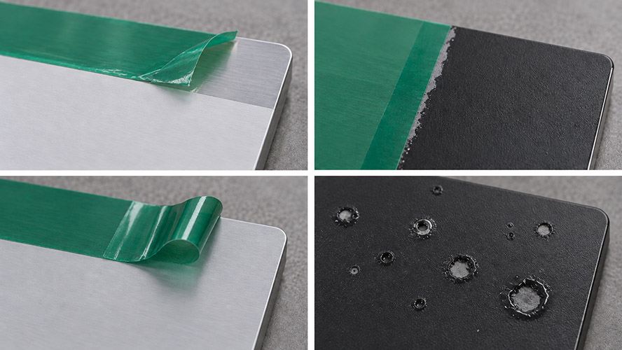 Powder coating masking defects